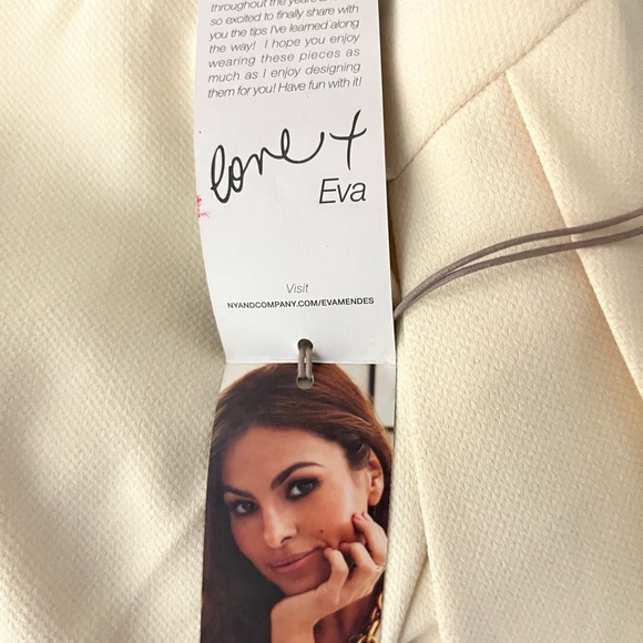 EVA MENDES FOR NEW YORK & COMPANY IVORY RUFFLE WAIST SKIRT WITH SLIT SIZE 8 NWT - Picture 4 of 8